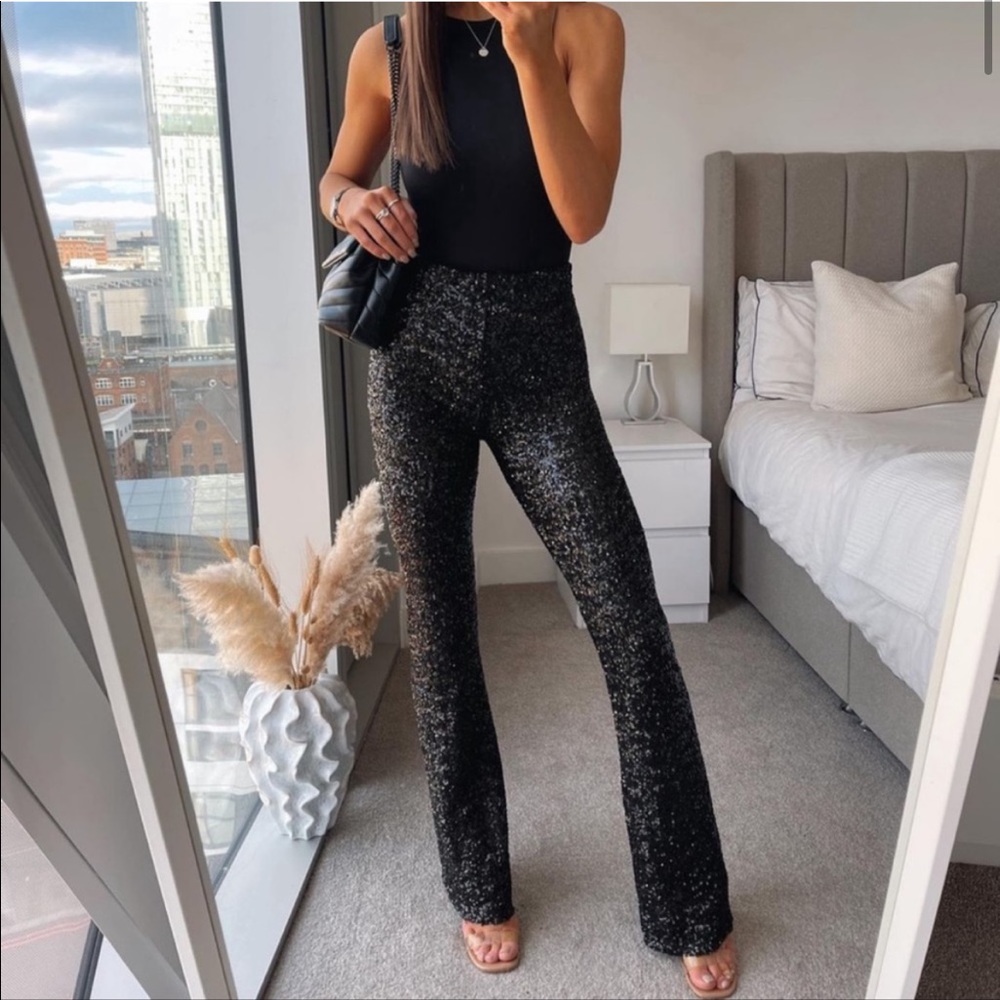 Zara Sequined Flare Leggings